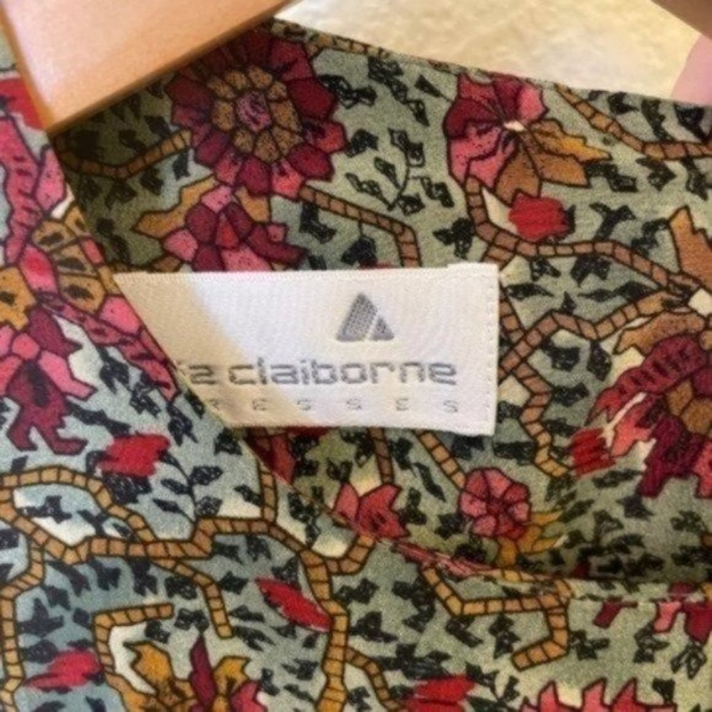 Gorgeous Vintage Liz Claiborne 100% Silk Floral Long Sleeve Midi Dress | Size 4 - Picture 8 of 11